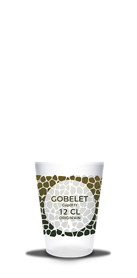 Gobelet publicitaire réutilisable avec marquage quadri 12cl