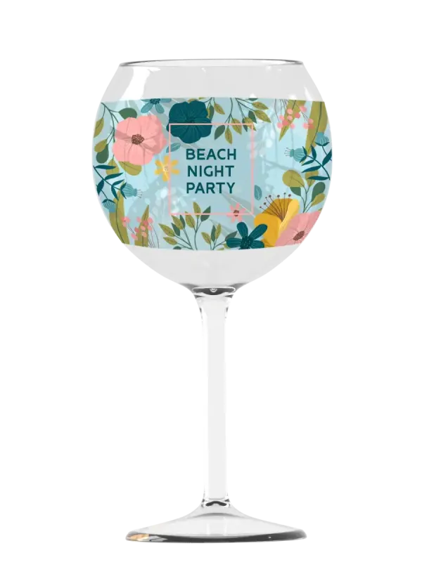 Verre a vin personnalise pool party impression quadrichromie